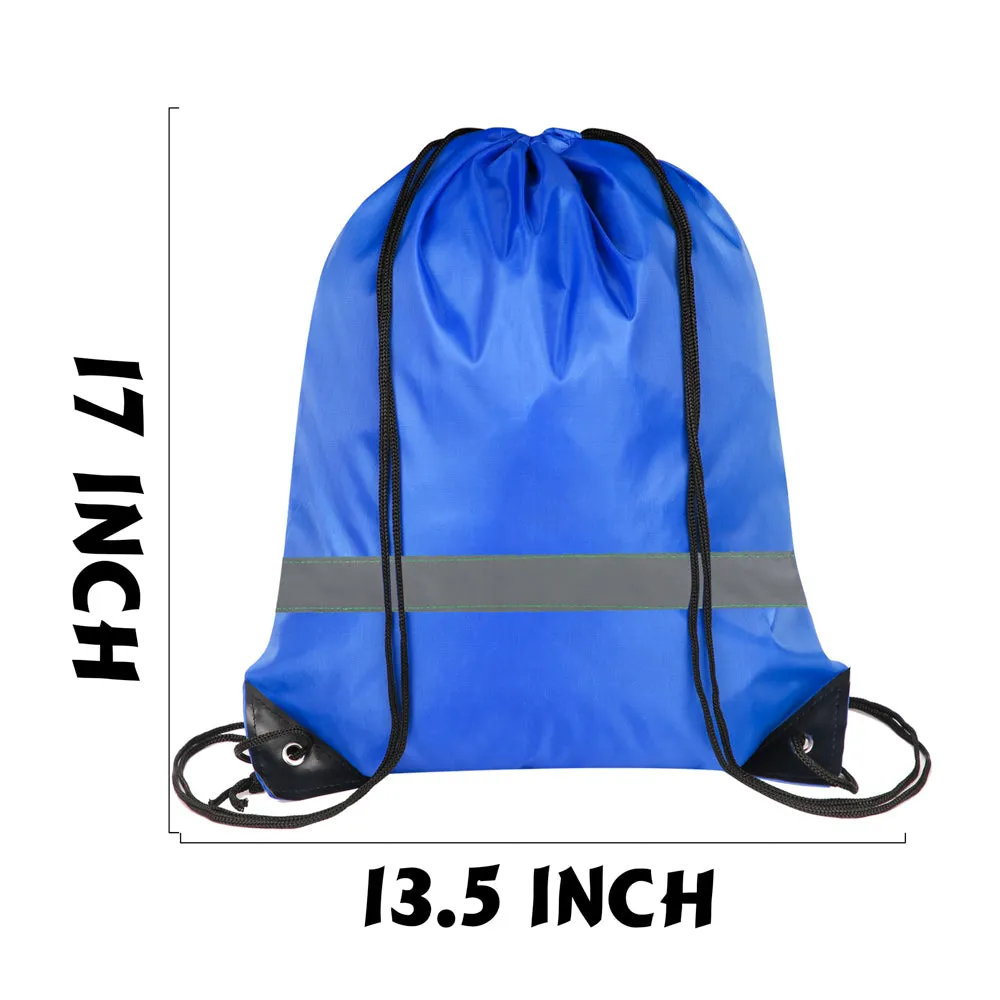 PROLOSO Drawstring Bags Reflective Sports Gym Backpack Pull String Backpacks Cinch Tote Bag 10 Pcs