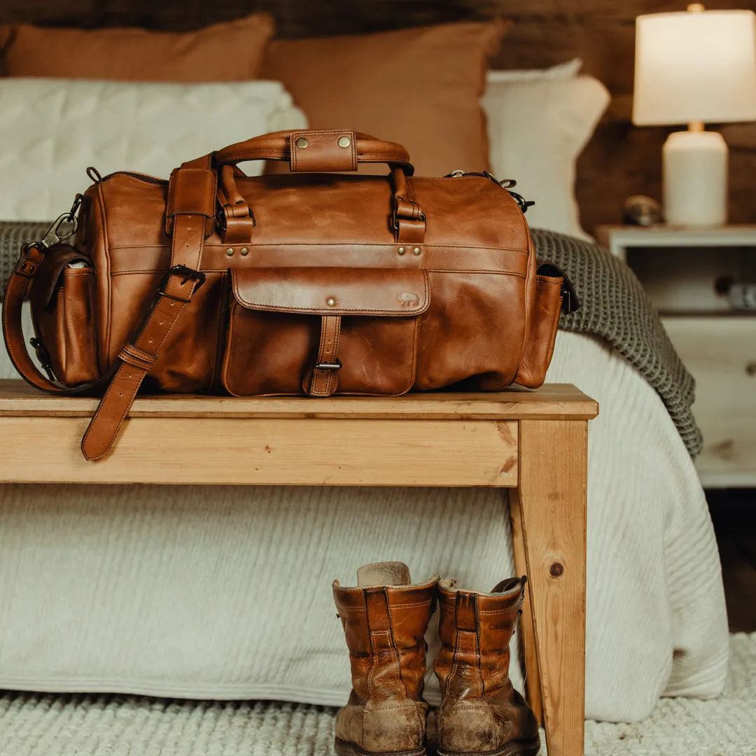 Roosevelt Buffalo Leather Duffle Bag | Amber Brown