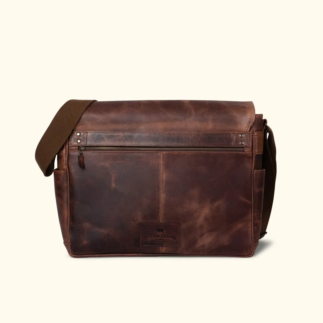 Roosevelt Buffalo Leather Satchel Messenger Bag - Large | Dark Oak