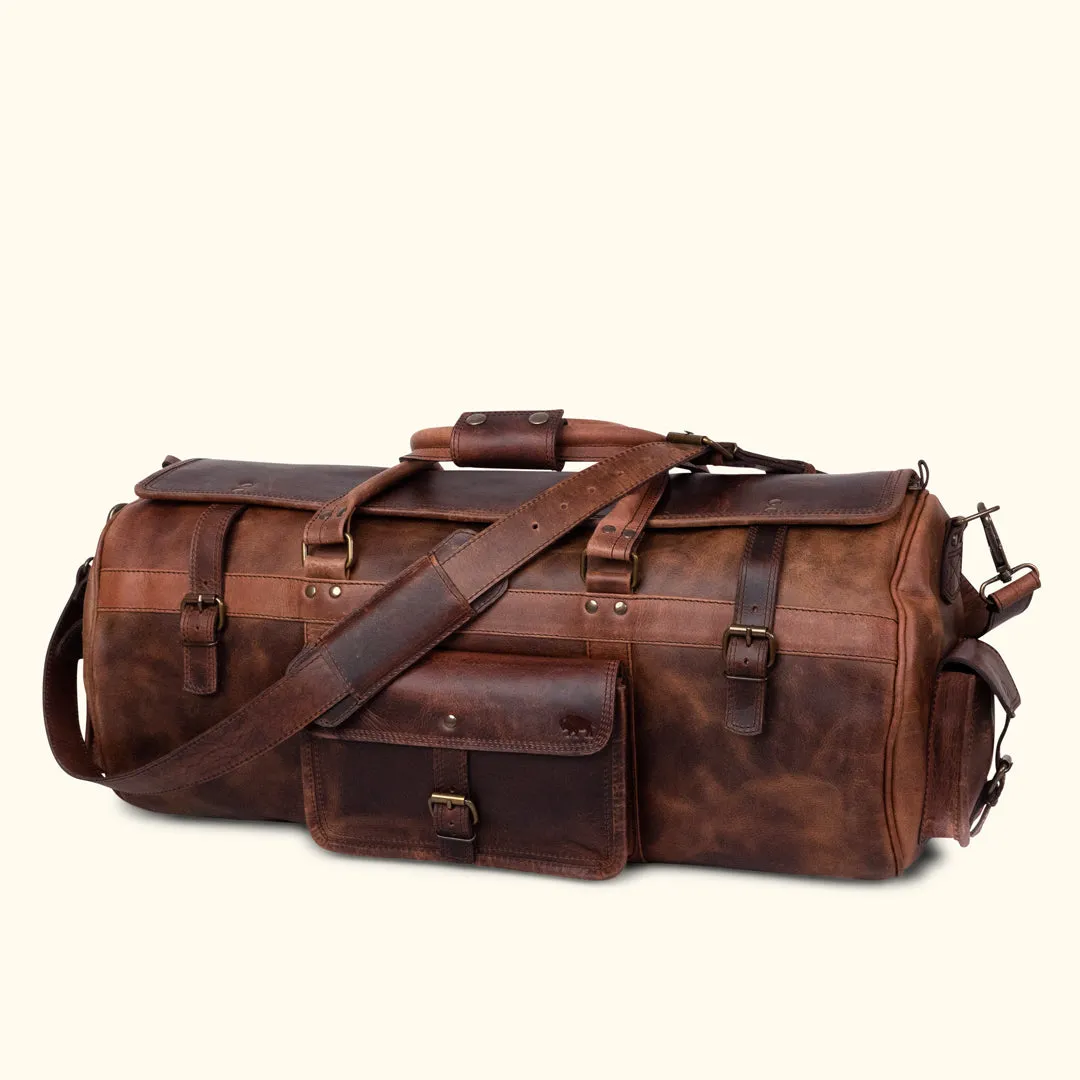 Roosevelt Buffalo Leather Travel Duffle Bag | Dark Oak