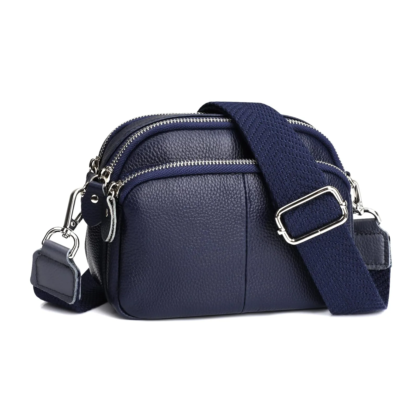 Small Travel Genuine Leather Mini Crossbody - Navy Blue