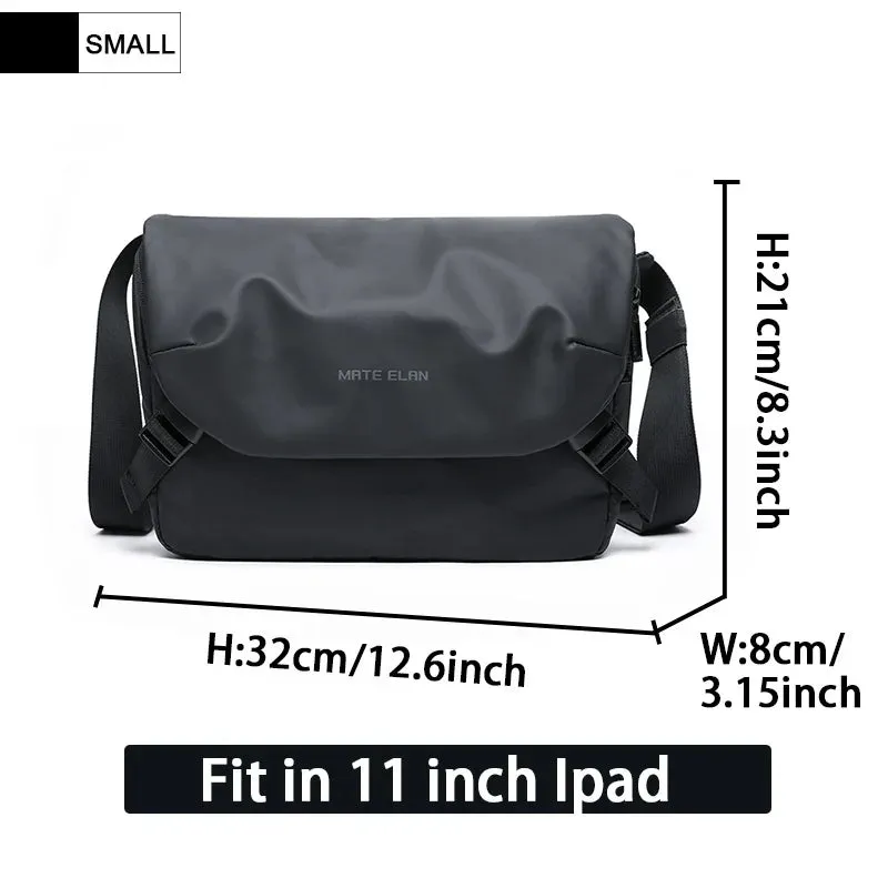 Sohiwoo  Men Large Capacity Crossbody Bag Light Weight Multi-function Sling Bag Men's Pack Solid Black Hip Hop Street Travel Male