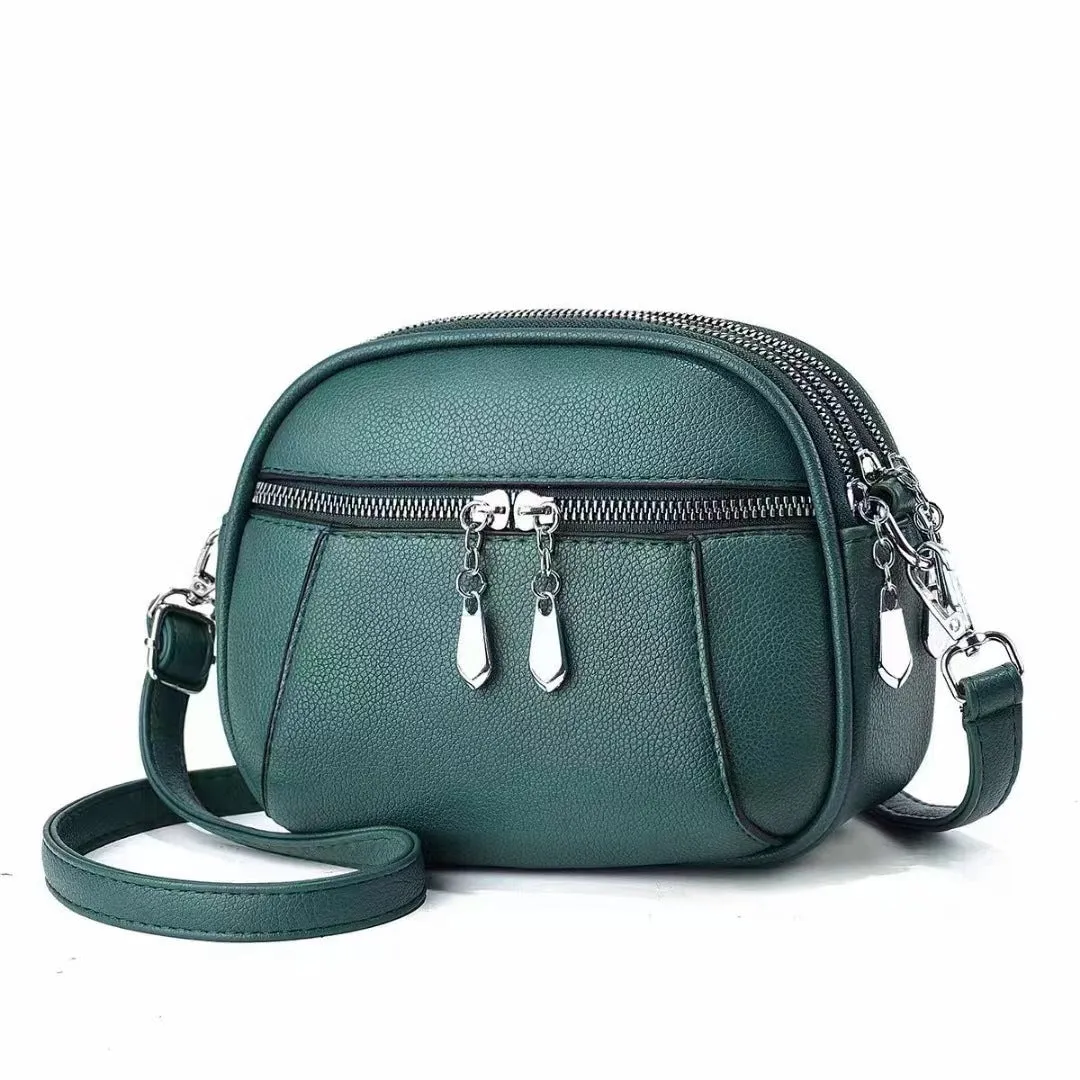 Solid Color Small Round Bag Fashion Multi-pocket Large Capacity Shoulder Crossbody Bags For Women Handbags