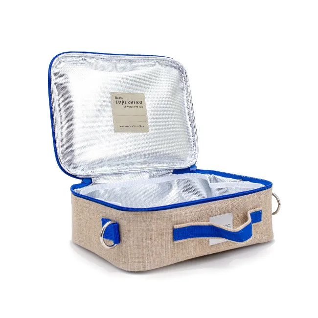 soyoung raw linen lunch box - blue dino