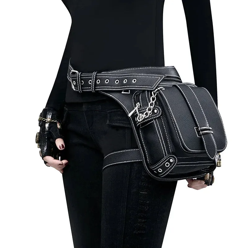 Steampunk Motorcycle Waist Leg Rivet Hip Multi Waist Rock Packs Belt Chain Fanny Bag