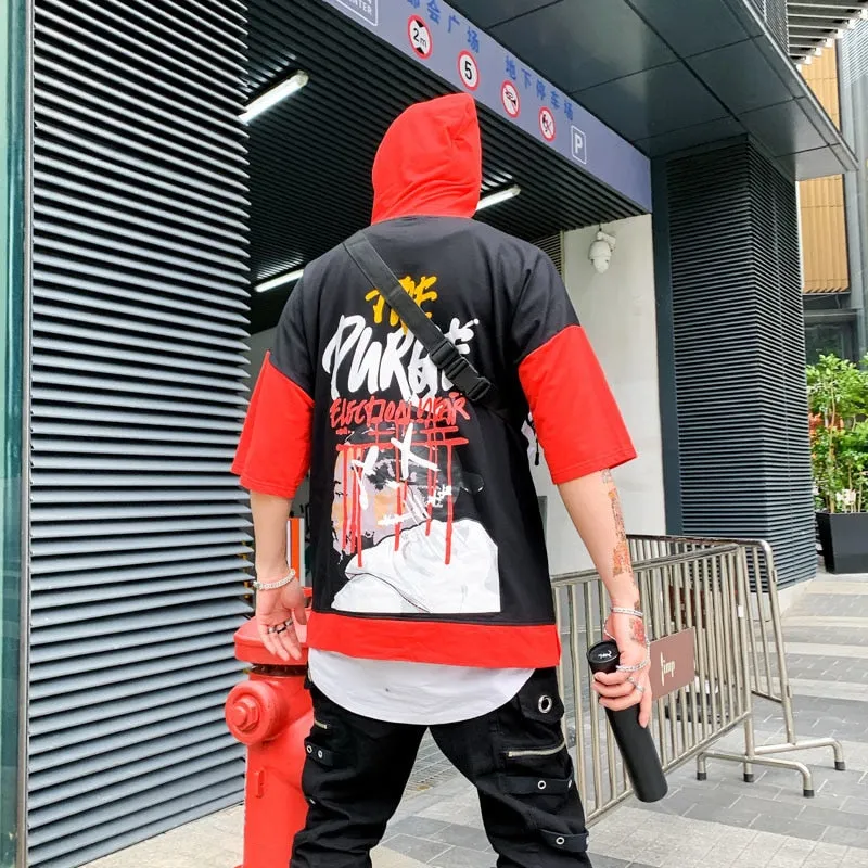 The Purge Printed Hip Hop Streetwear Loose Hooded Tees