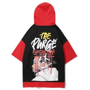 The Purge Printed Hip Hop Streetwear Loose Hooded Tees