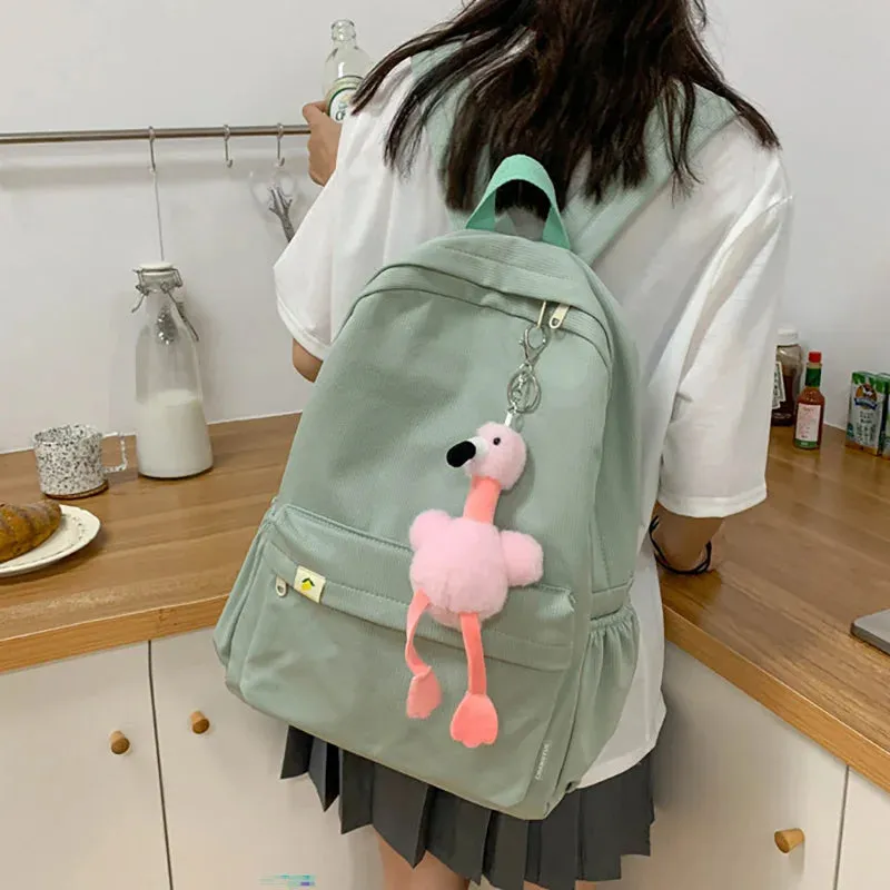 Toleet  Large Capacity College Girl School Bag Cute Flamingo Women Backpack Fashion Light Travel Student Schoolbag Solid girl Knapsack