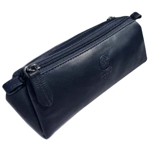 Tom Leather Pencil Case - Zippered Pen Pouch (Royal Blue)