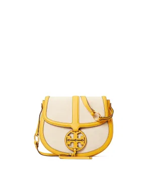 Tory Burch Daylily Miller Canvas Quadrant Small Saddle Bag