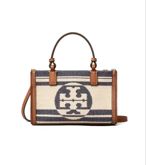 Tory Burch Natural / Royal Navy Ella Jacquard Stripe Mini Tote