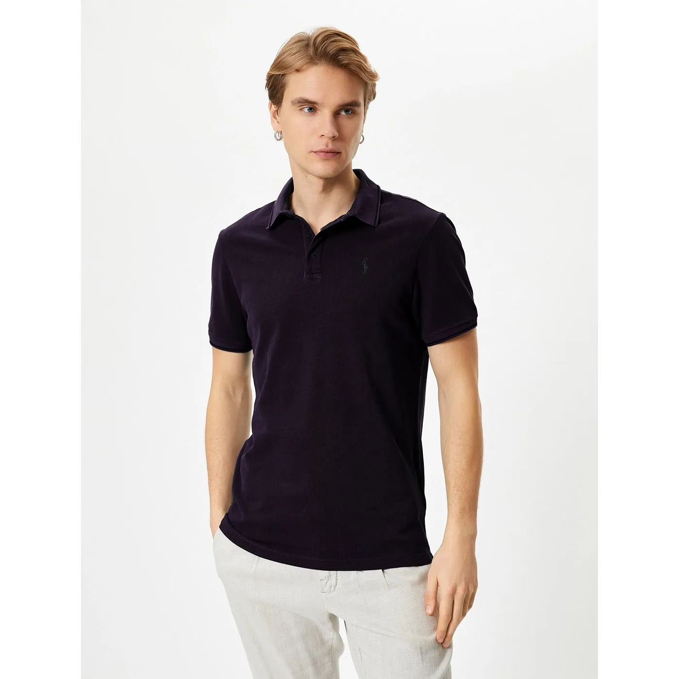 Violet Pique Collar Tipping Polo