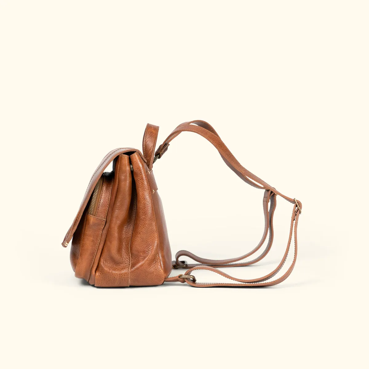 Walker Small Leather Backpack | Rustic Tan