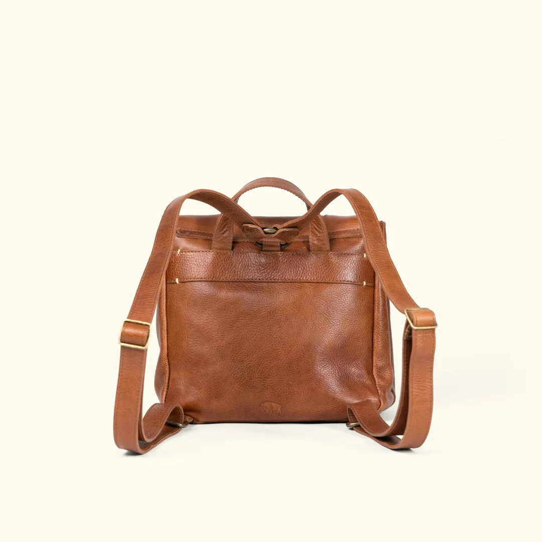 Walker Small Leather Backpack | Rustic Tan