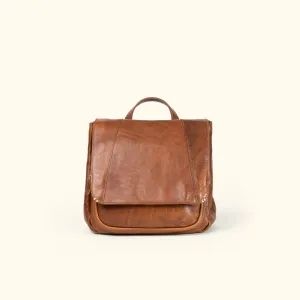 Walker Small Leather Backpack | Rustic Tan