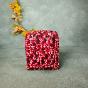 Water Proof Cotton Lunch Bag Red with Black Tribal Prints