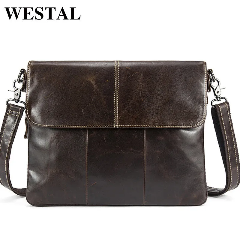 WESTAL Genuine Leather bag Men Bags Messenger casual Men's travel bag leather clutch crossbody bags shoulder Handbags 2017 NEW