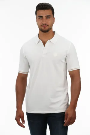 White Polo With Strip Shoulder Design