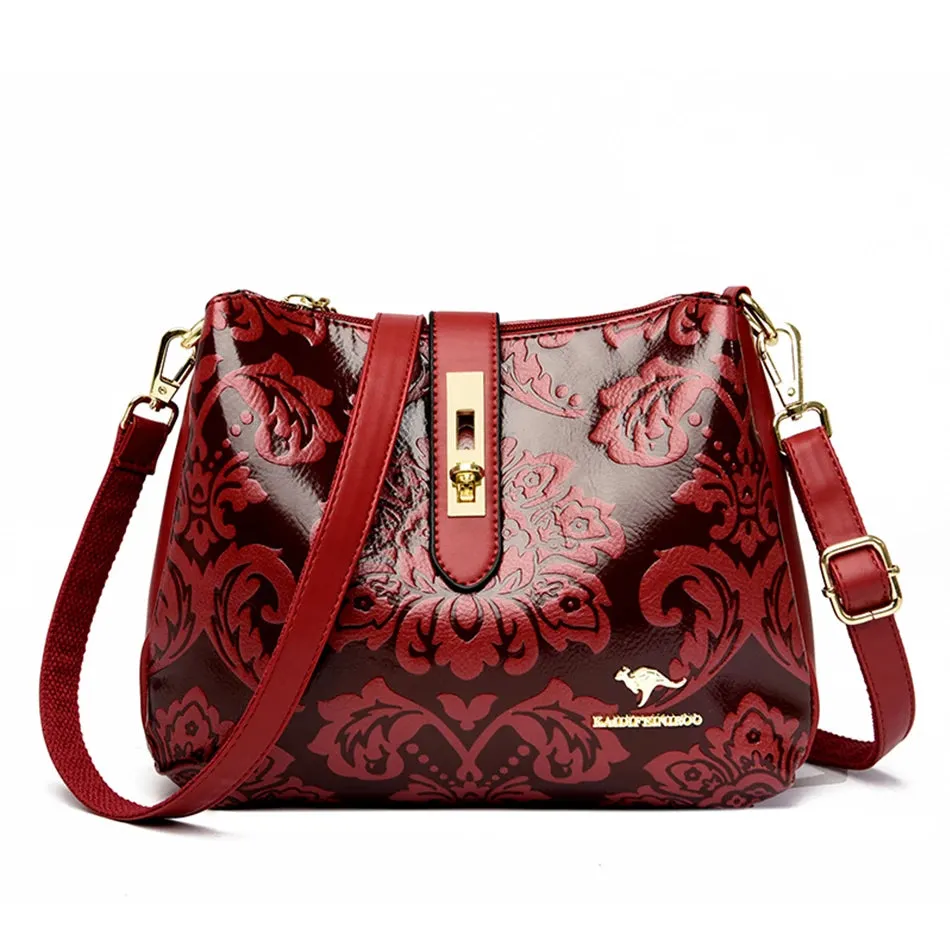 Women Retro Printed Shoulder Bag Crossbody Messenger Handbag