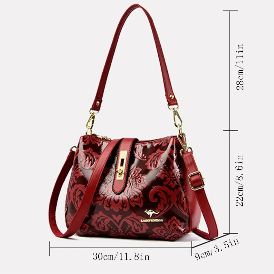 Women Retro Printed Shoulder Bag Crossbody Messenger Handbag