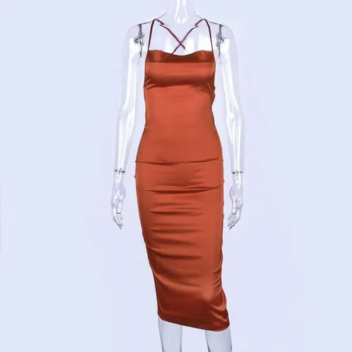 Women Satin Long Dress Summer Elegant Dress