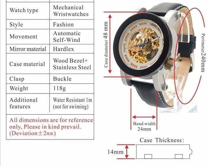 Wooden Watch Automatic For Men and Women