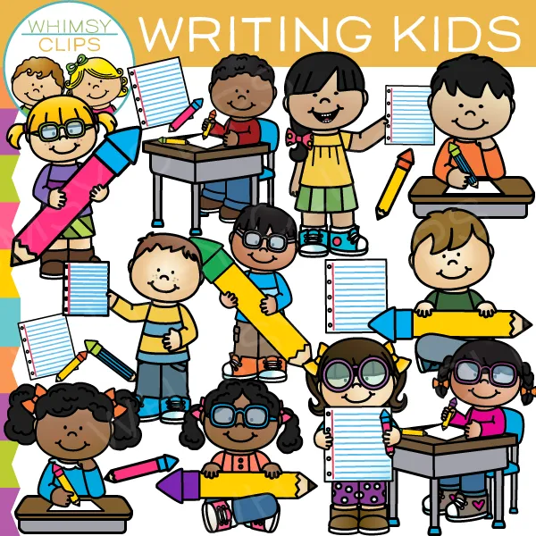 Writing School Kids Clip Art