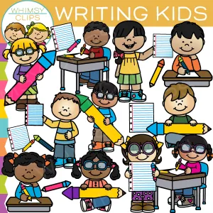 Writing School Kids Clip Art