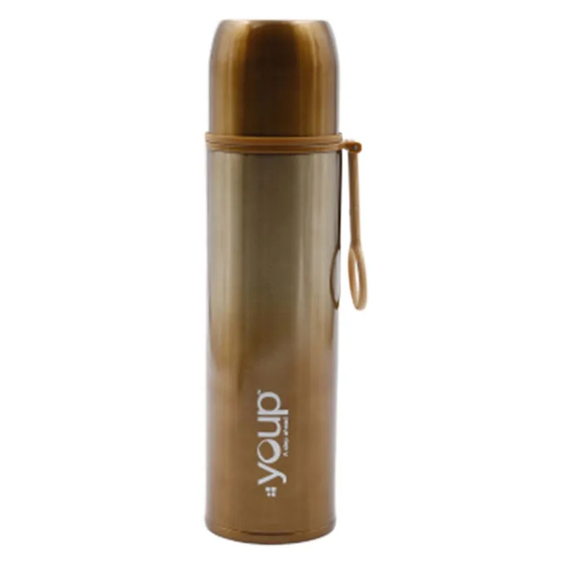 Youp Thermosteel insulated gold color water bottle with cup cap YP514 - 500 ml