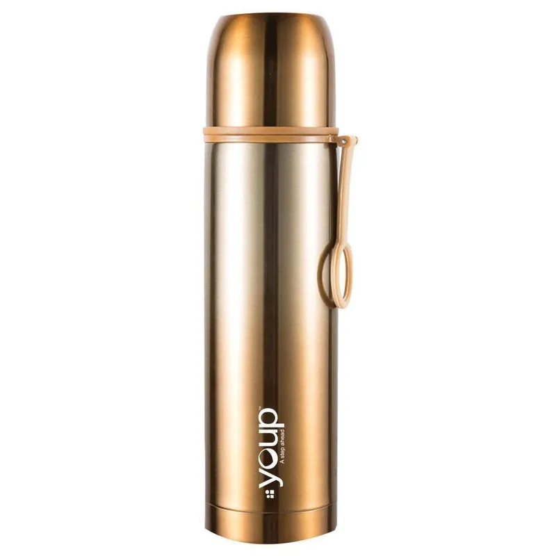 Youp Thermosteel insulated gold color water bottle with cup cap YP514 - 500 ml