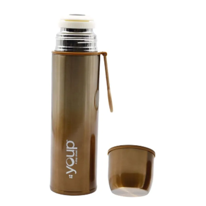 Youp Thermosteel insulated gold color water bottle with cup cap YP514 - 500 ml