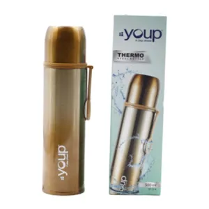 Youp Thermosteel insulated gold color water bottle with cup cap YP514 - 500 ml